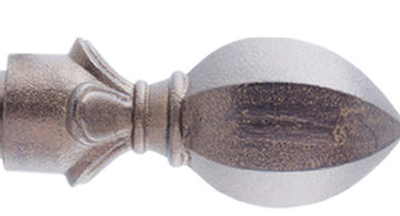 Gould NY Leaf Finial 1" 16 Foot Smooth Complete Drapery Rod Set Color Option Hammered Gray