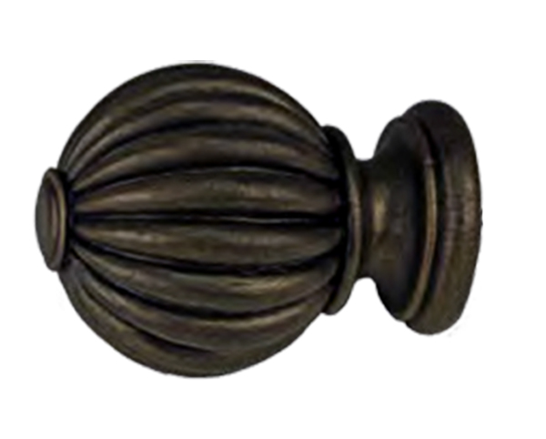 TMS Menagerie Fluted Ball Finial For 2" Wood Drapery Rods