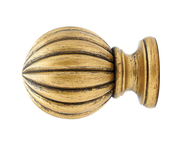 Estate Oak Wood Ball Finials for 1 3/8 Diameter Pole-1 Pair Kirsch 5608EG.820